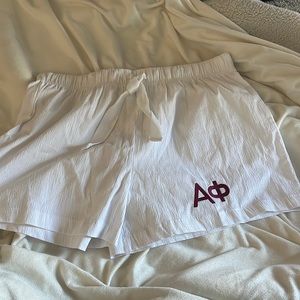 white alpha phi linen shorts